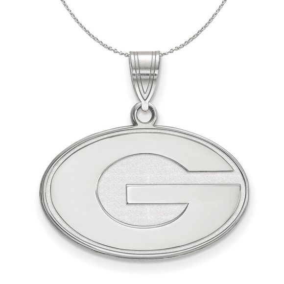 Sterling Silver U of Georgia Medium Pendant Necklace - 20 Inch